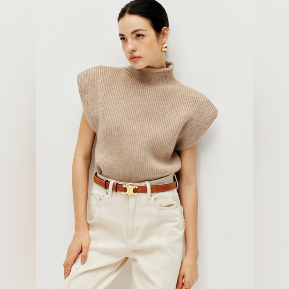 Commense Ribbed Cap Sleeve Warm Sweater - Picture 2 of 8